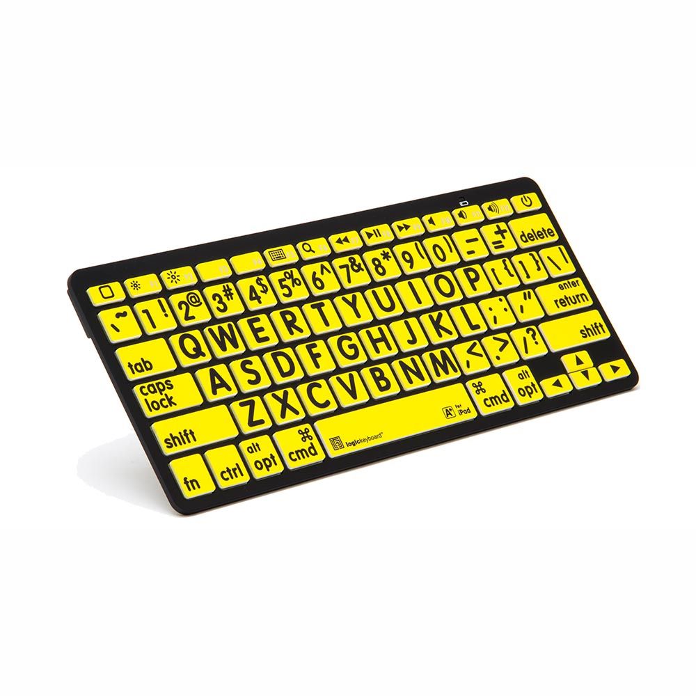 Mini clavier bluetooth à grands caractères Logic Keyboard (noir sur jaune)  iPad, iPhone, Mac - KOBA Vision